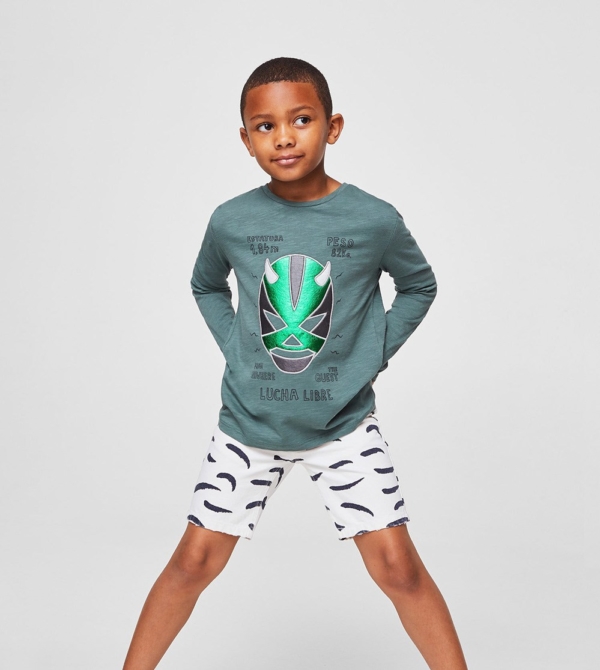 Printed cotton-blend t-shirt