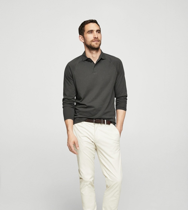 Long sleeves cotton polo