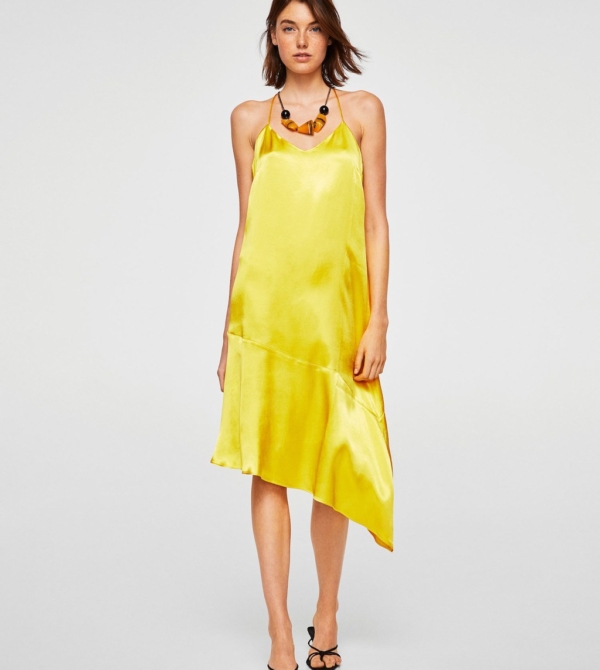 Asymmetrical satin dress